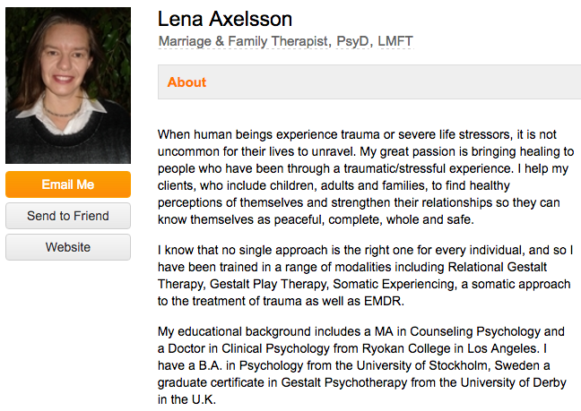 Ejemplos de biografía profesional: Lena Axelsson