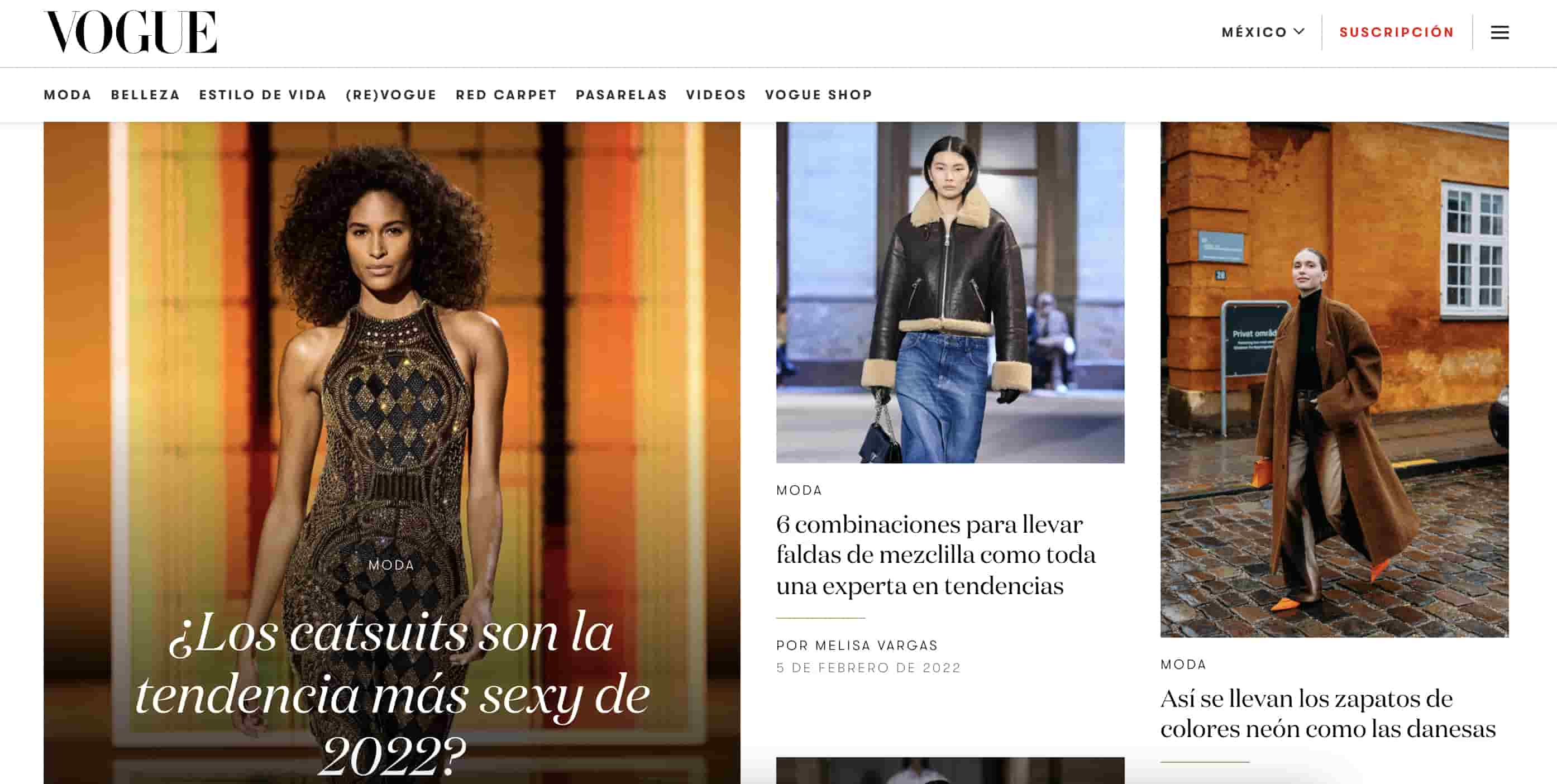 Ejemplo de sitio web con segmentación demográfica - Vogue México