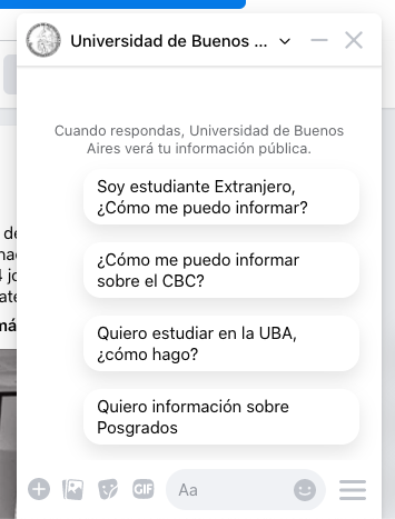 Chatbot de la Universidad de Buenos Aires